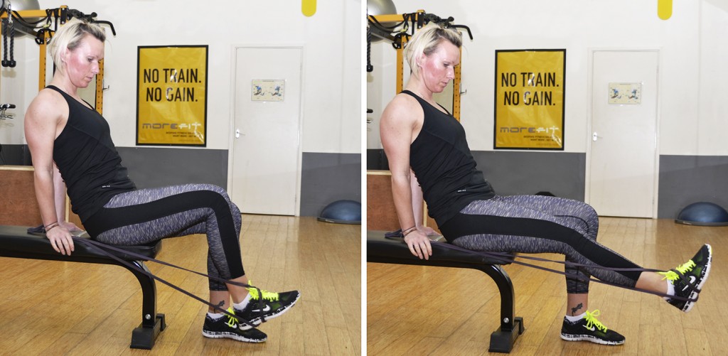 Knee-Rehabilitation-Resistance Band Knee Extension in Sitting